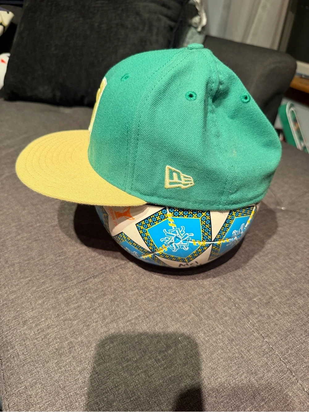 Green and Gold Kids Hat with Embroidered ND Logo